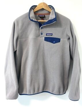 Patagonia Synchilla Lightweight Snap-T Pullover Fleece Feather Grey Navy Small